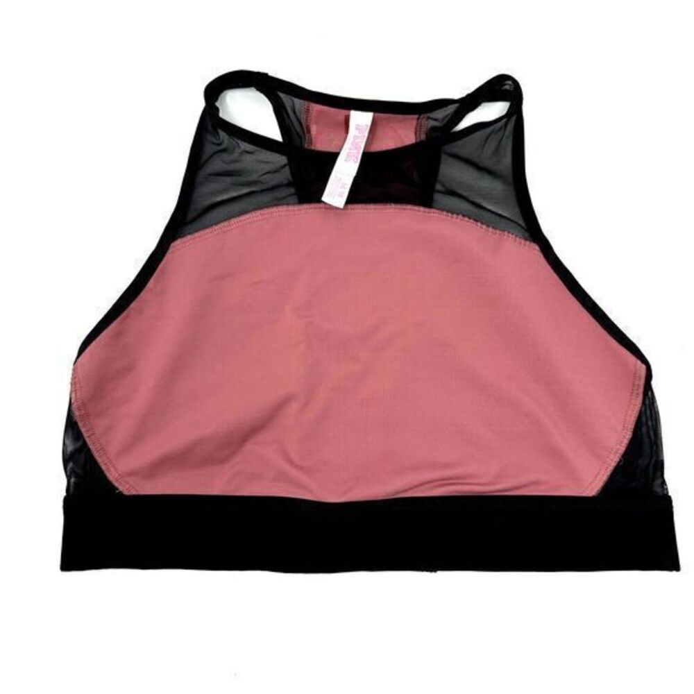 Victoria's Secret PINK Dusty Pink and Black Racerback Mesh Sports Bra Size M